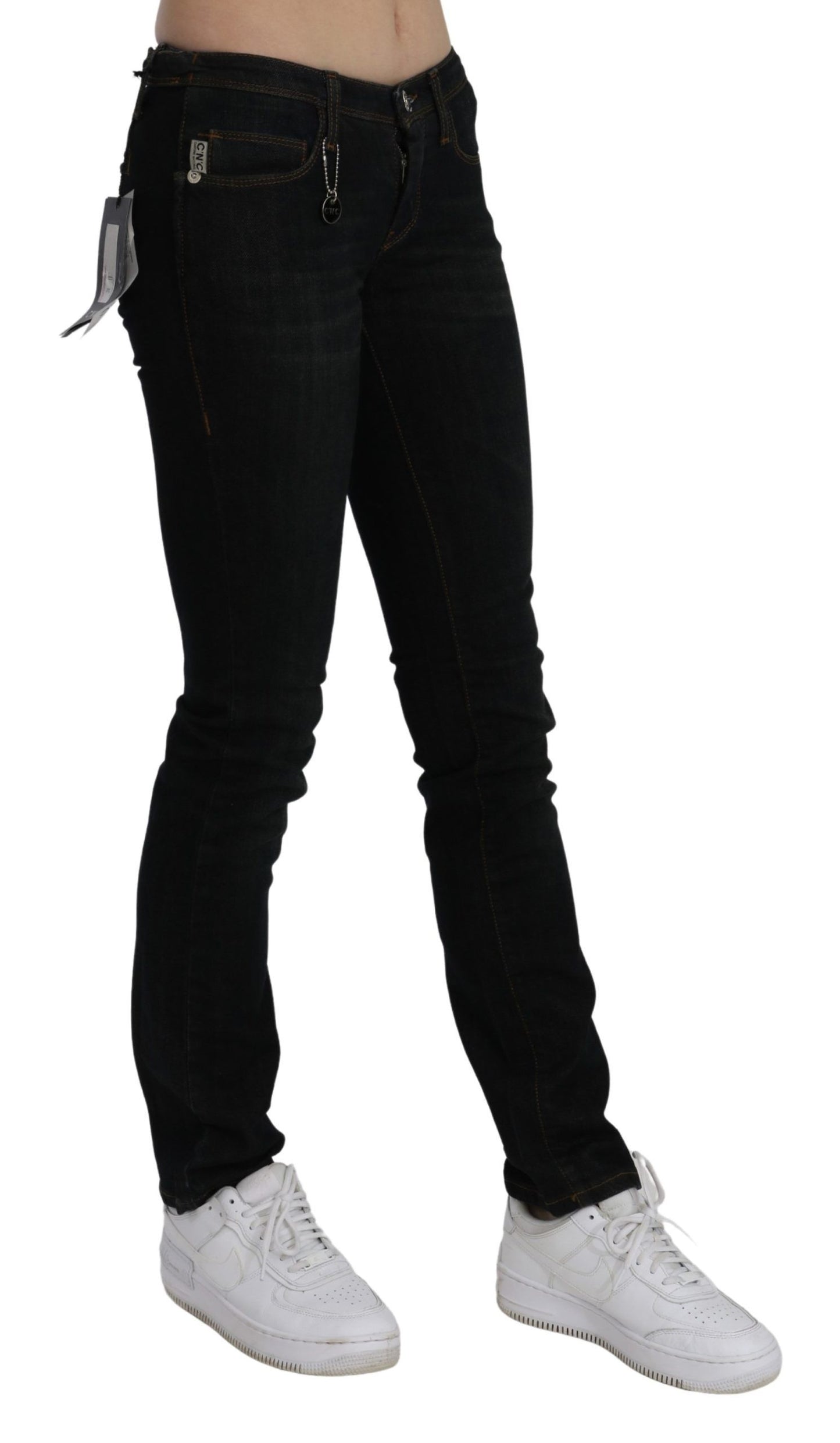 Costume National Black Mid Waist Skinny Denim Cotton Jeans $502.00 Costume National Luzworld