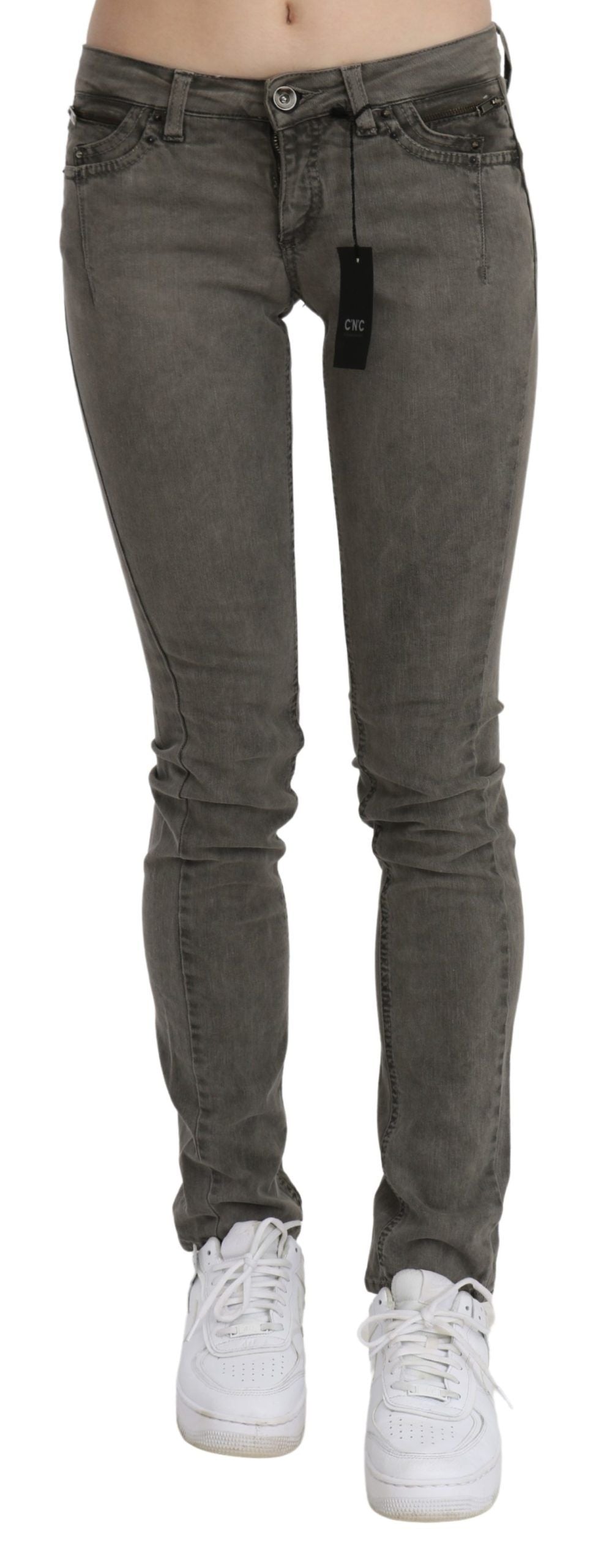 Costume National Gray Low Waist Skinny Denim Cotton Jeans $656.00 Costume National Luzworld