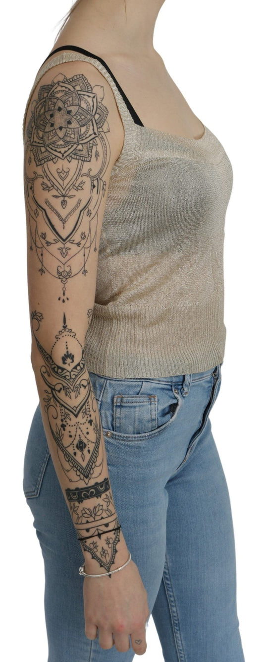 BYBLOS Beige Sleeveless Spaghetti Strap Tank See Through Top $246.00 BYBLOS Luzworld