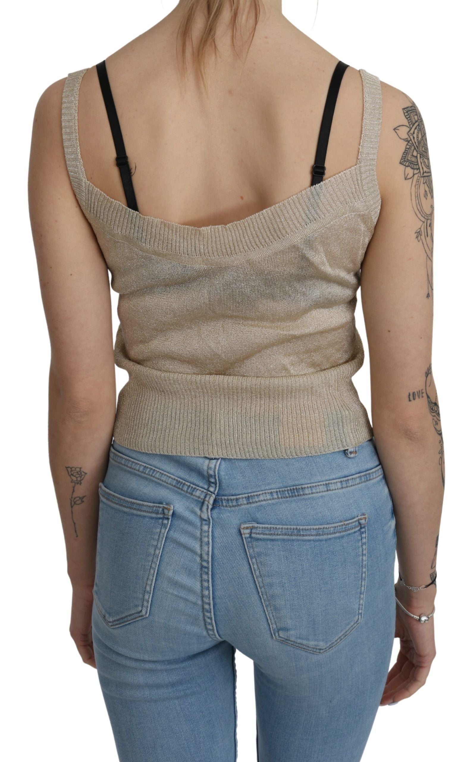 BYBLOS Beige Sleeveless Spaghetti Strap Tank See Through Top $246.00 BYBLOS Luzworld