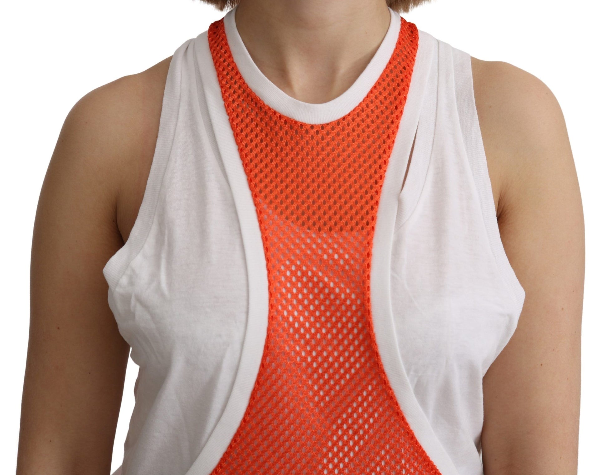 Dsquared² Orange White Crewneck Sleeveless Tank T-shirt Dress Top $798.00 Dsquared² Luzworld