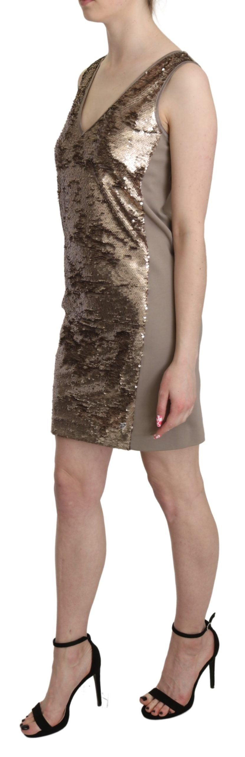 Liu Jo Brown Sequined V-neck Sleeveless Sheath Mini Dress $760.00 Liu Jo Luzworld