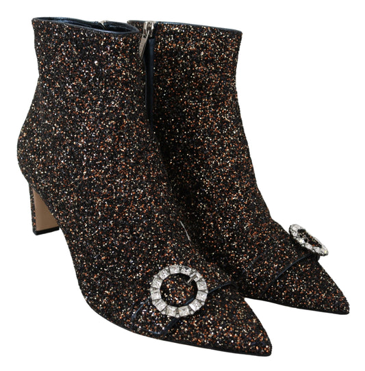 Jimmy Choo Amethyst Mix Hanover Heeled Glitter Boots $1812.00 Jimmy Choo Luzworld