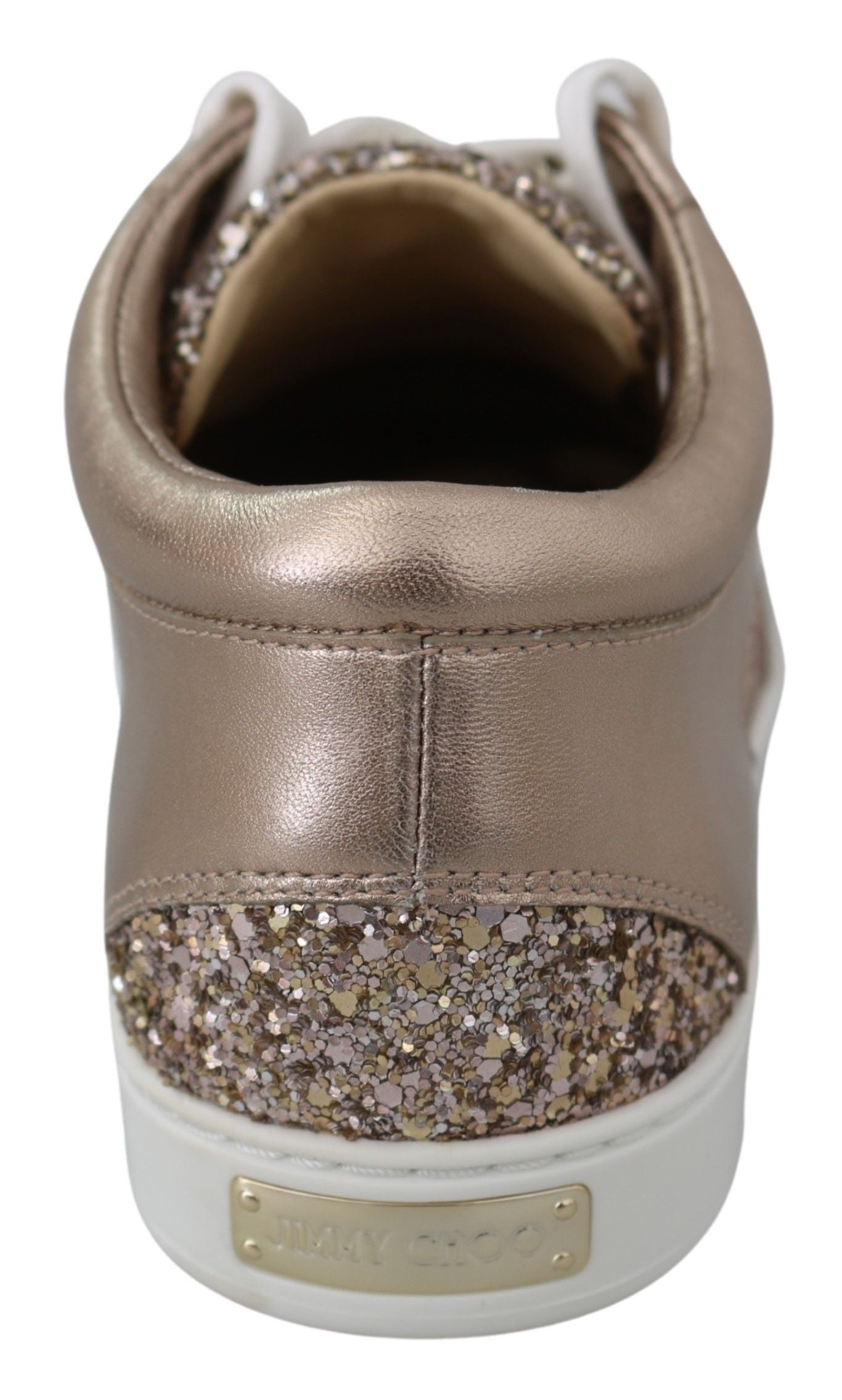 Jimmy Choo Ballet Pink Glitter Leather Sneakers $987.00 Jimmy Choo Luzworld