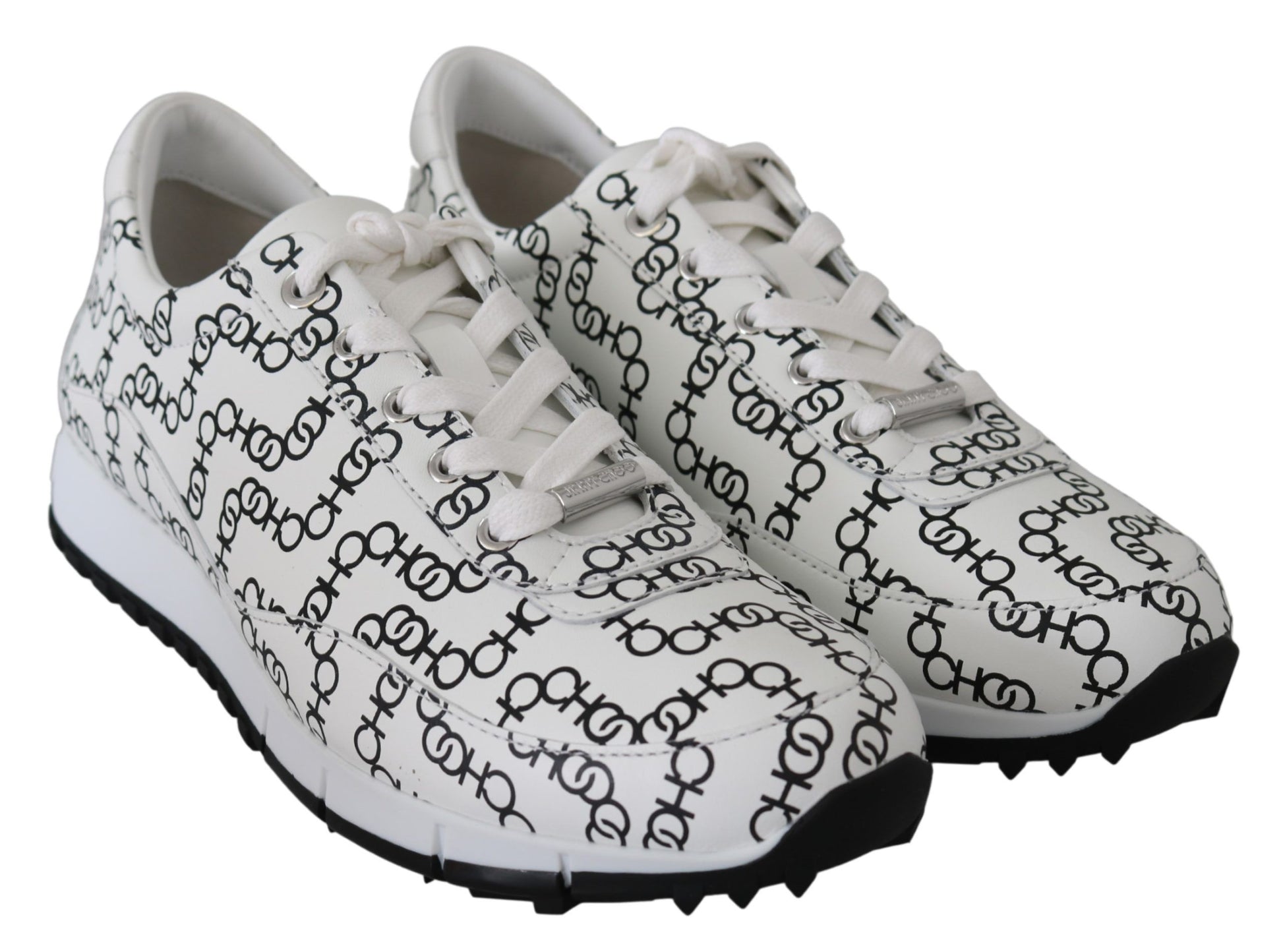 Jimmy Choo Elegant Monochrome Leather Sneakers $945.00 Jimmy Choo Luzworld