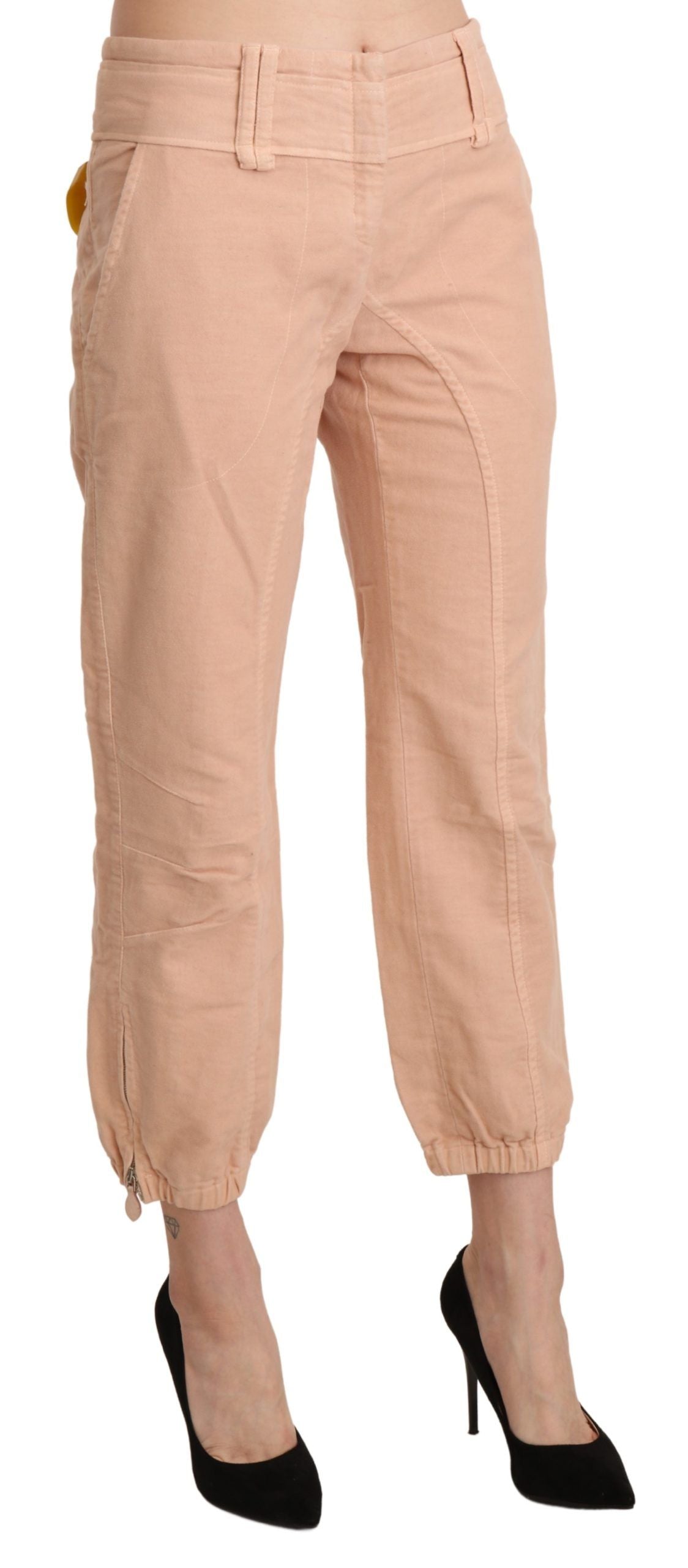 Ermanno Scervino Beige Mid Waist Cropped Cotton Trouser Pants $992.00 Ermanno Scervino Luzworld