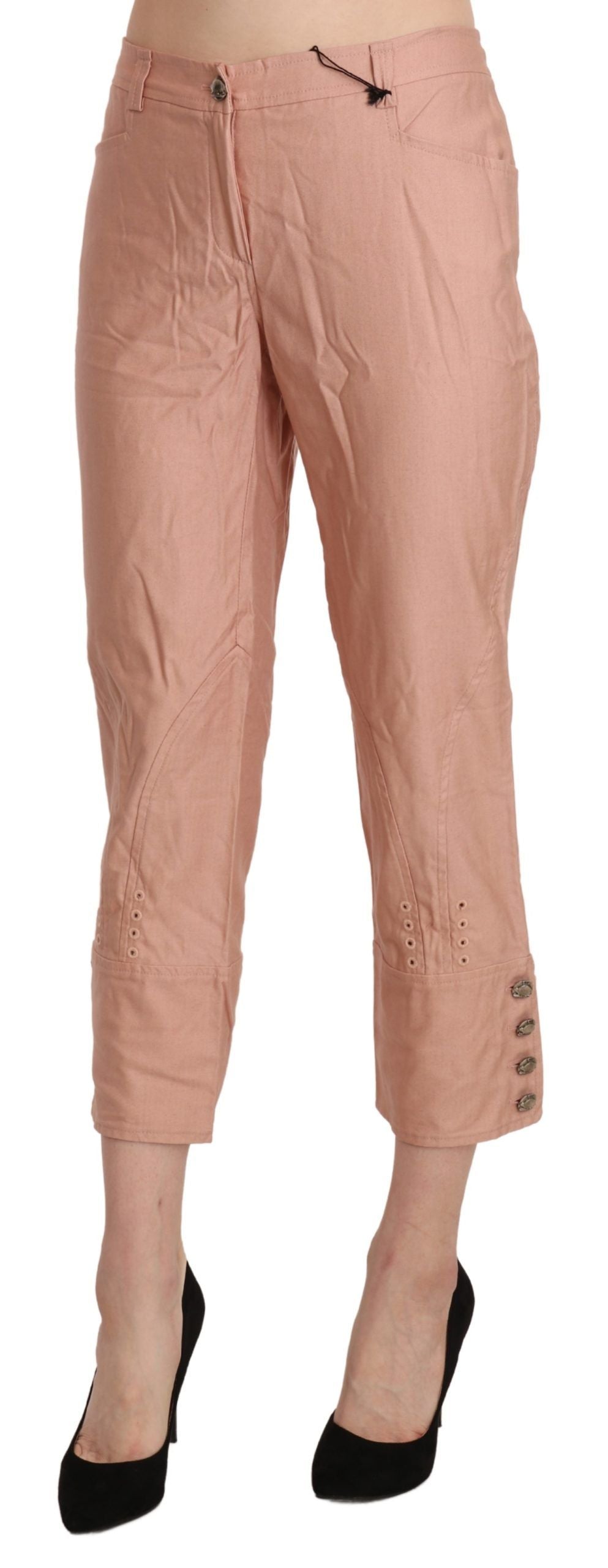 Ermanno Scervino Cotton Pink High Waist Cropped Trouser Pants $992.00 Ermanno Scervino Luzworld
