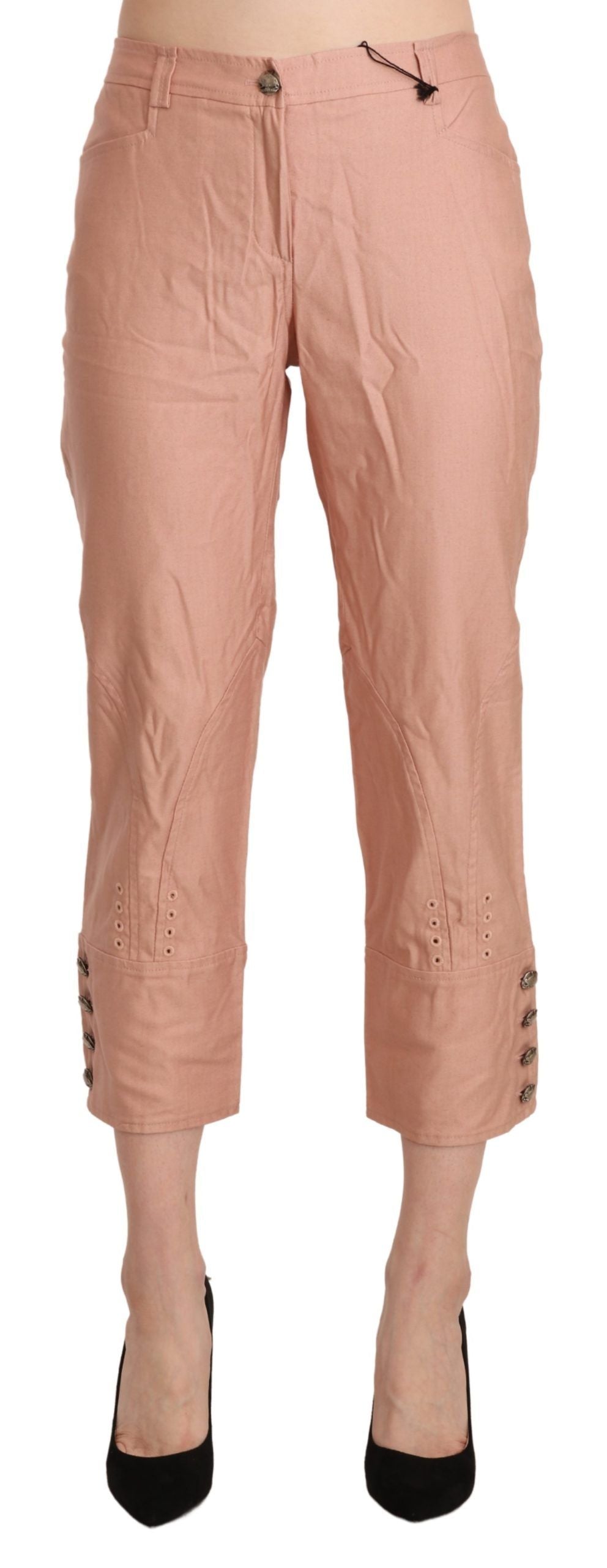 Ermanno Scervino Cotton Pink High Waist Cropped Trouser Pants $992.00 Ermanno Scervino Luzworld