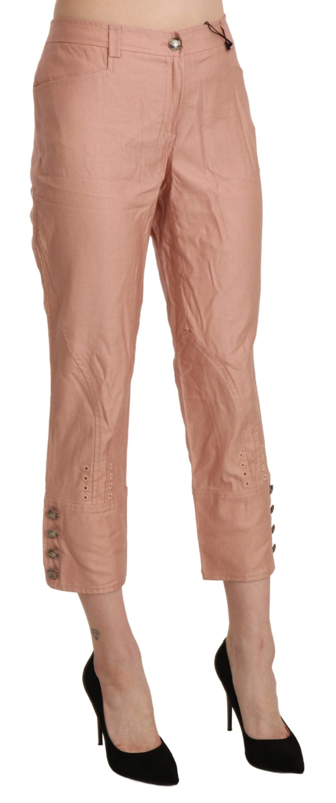 Ermanno Scervino Cotton Pink High Waist Cropped Trouser Pants $992.00 Ermanno Scervino Luzworld