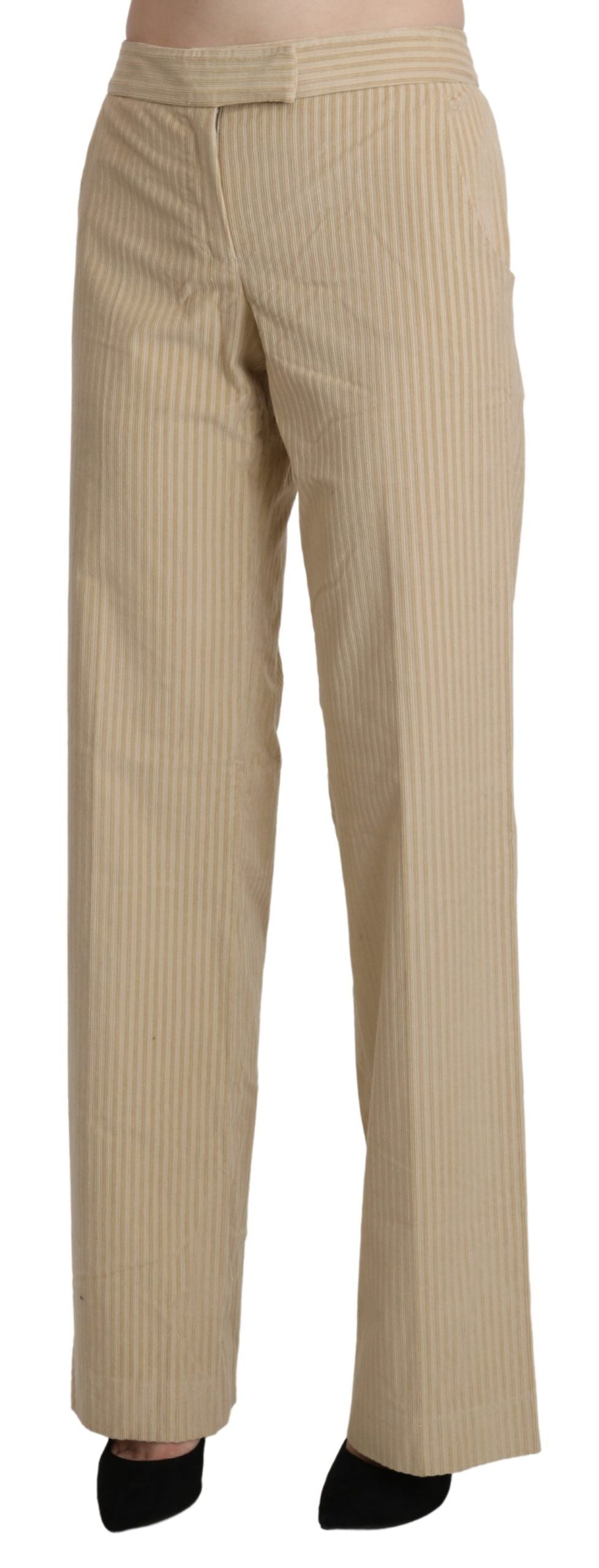 Ermanno Scervino Beige High Waist Flared Wide Leg Trouser Pants $992.00 Ermanno Scervino Luzworld