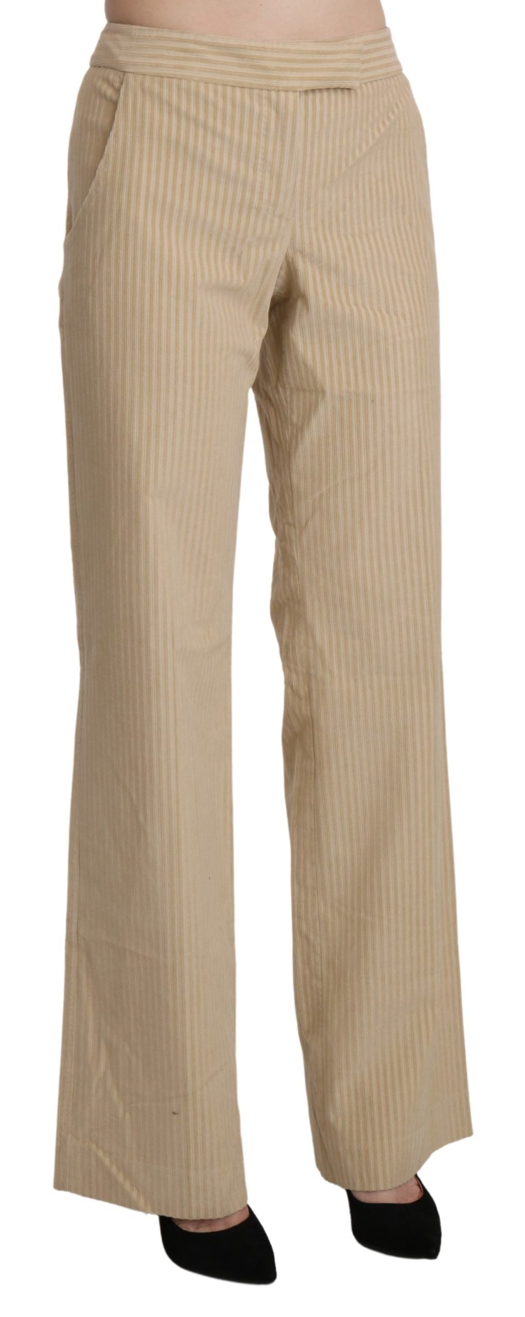 Ermanno Scervino Beige High Waist Flared Wide Leg Trouser Pants $992.00 Ermanno Scervino Luzworld