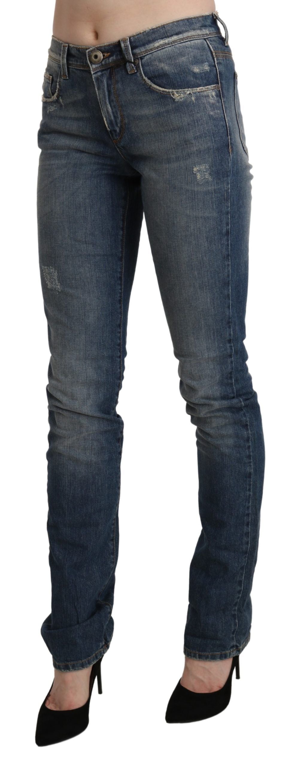 Ermanno Scervino Blue Washed Mid Waist Skinny Denim Jeans $929.00 Ermanno Scervino Luzworld