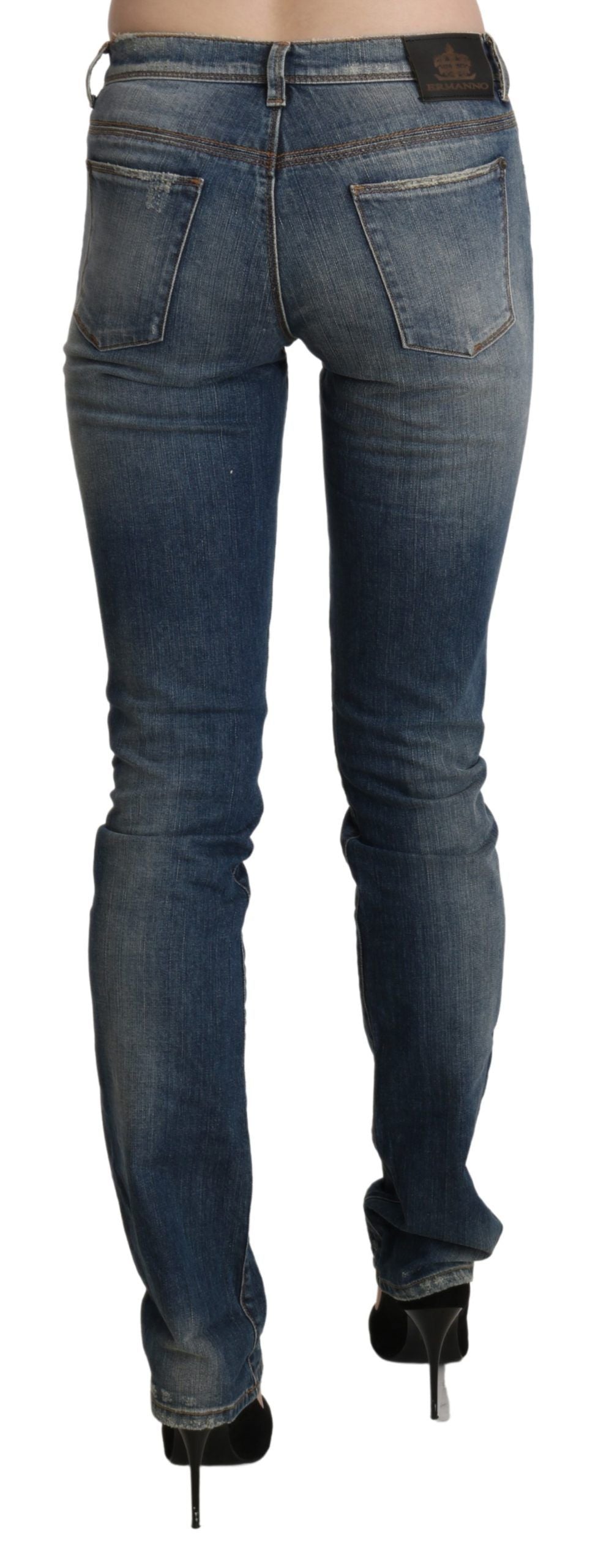 Ermanno Scervino Blue Washed Mid Waist Skinny Denim Jeans $929.00 Ermanno Scervino Luzworld