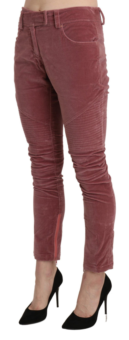 Ermanno Scervino Red Mid Waist Skinny Cotton Pants $992.00 Ermanno Scervino Luzworld