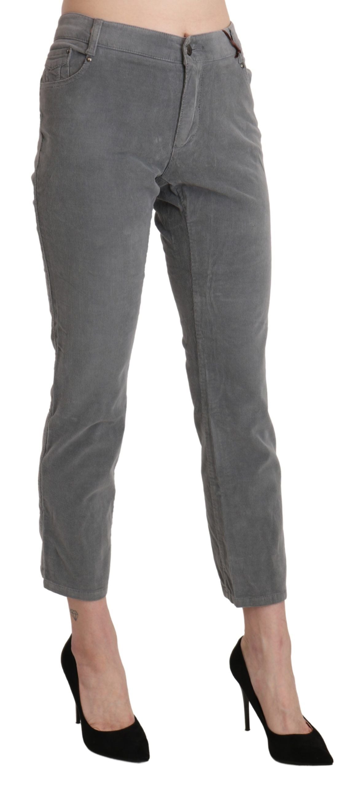 Ermanno Scervino Gray Cropped Cotton Stretch Trouser Pants $992.00 Ermanno Scervino Luzworld