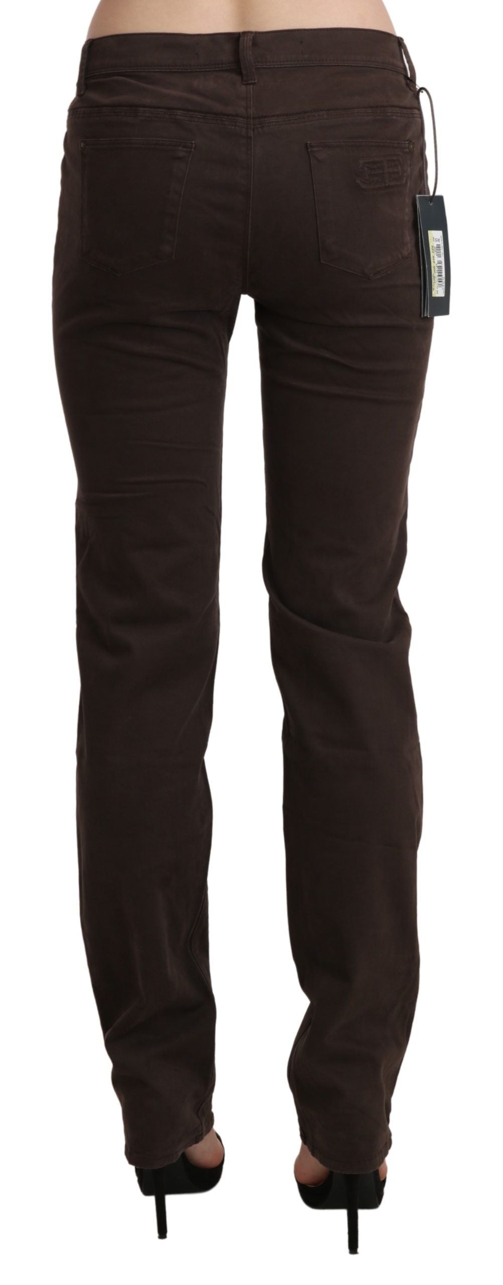 Ermanno Scervino Brown Mid Waist Skinny Slim Trouser Cotton Jeans $876.00 Ermanno Scervino Luzworld