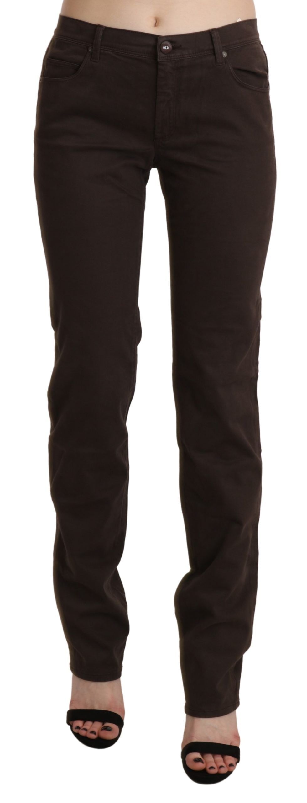 Ermanno Scervino Brown Mid Waist Skinny Slim Trouser Cotton Jeans $876.00 Ermanno Scervino Luzworld