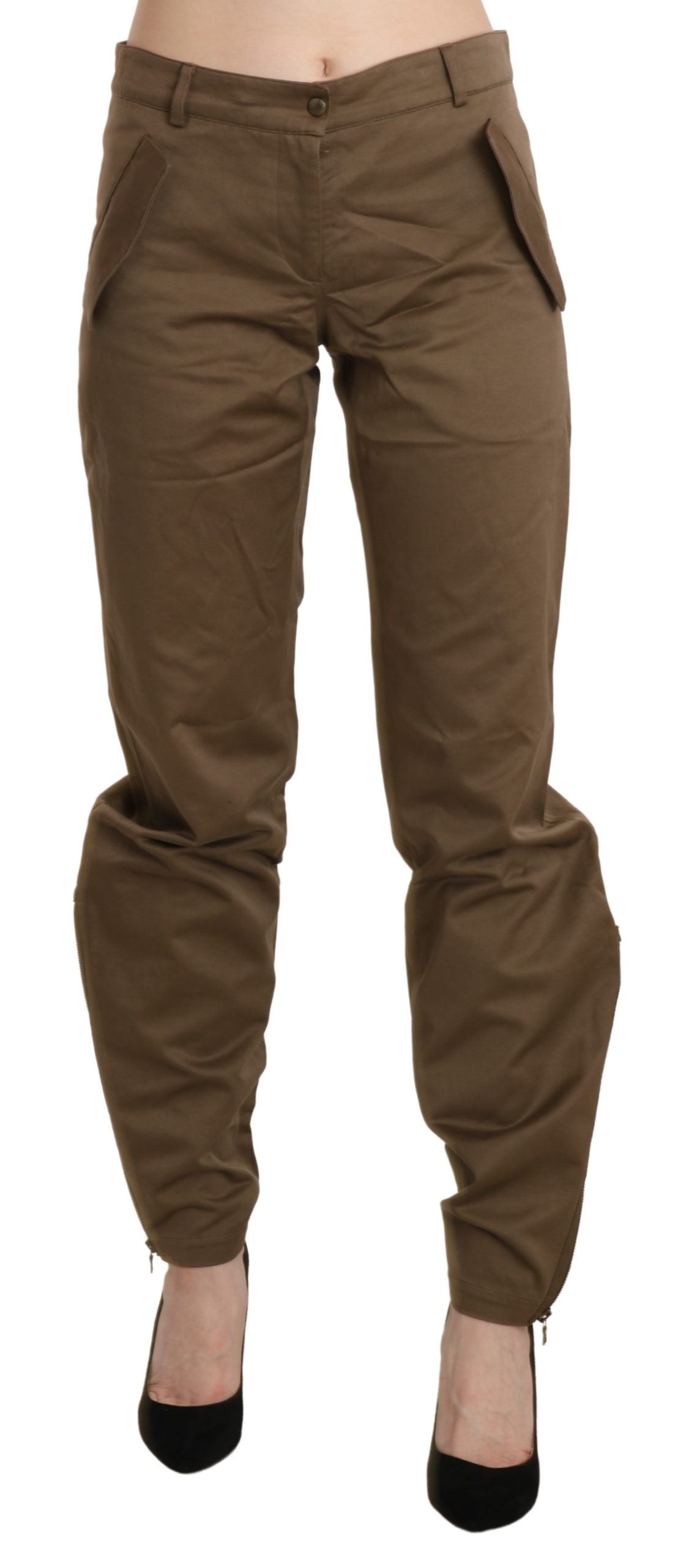 Ermanno Scervino Brown Mid Waist Straight Cotton Pants $772.00 Ermanno Scervino Luzworld
