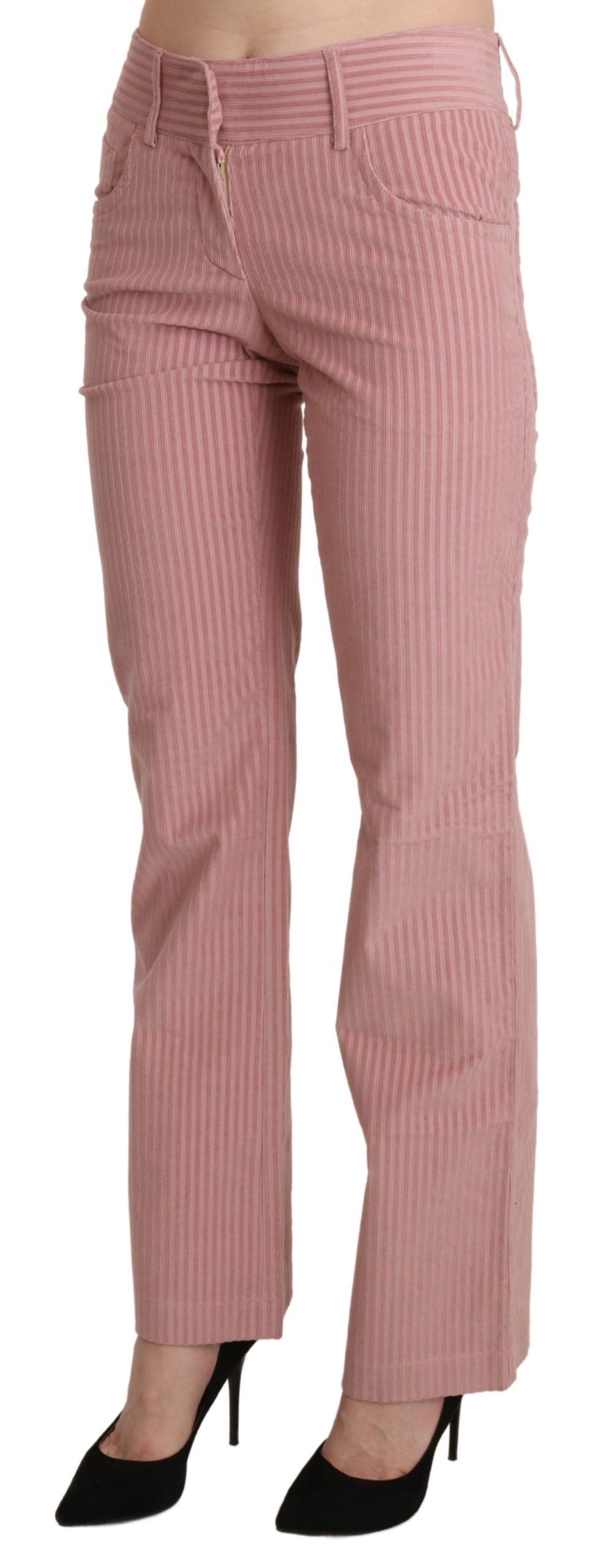 Ermanno Scervino Pink Mid Waist Straight Trouser Cotton Pants $978.00 Ermanno Scervino Luzworld
