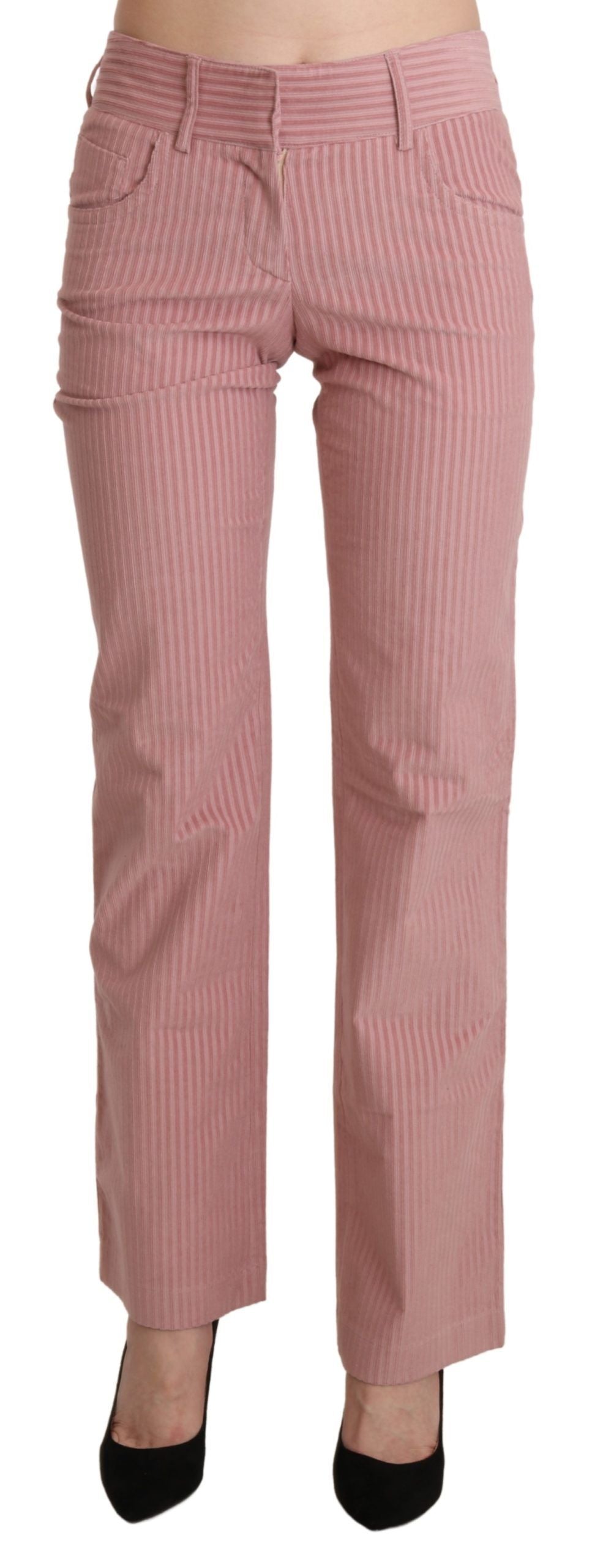 Ermanno Scervino Pink Mid Waist Straight Trouser Cotton Pants $978.00 Ermanno Scervino Luzworld
