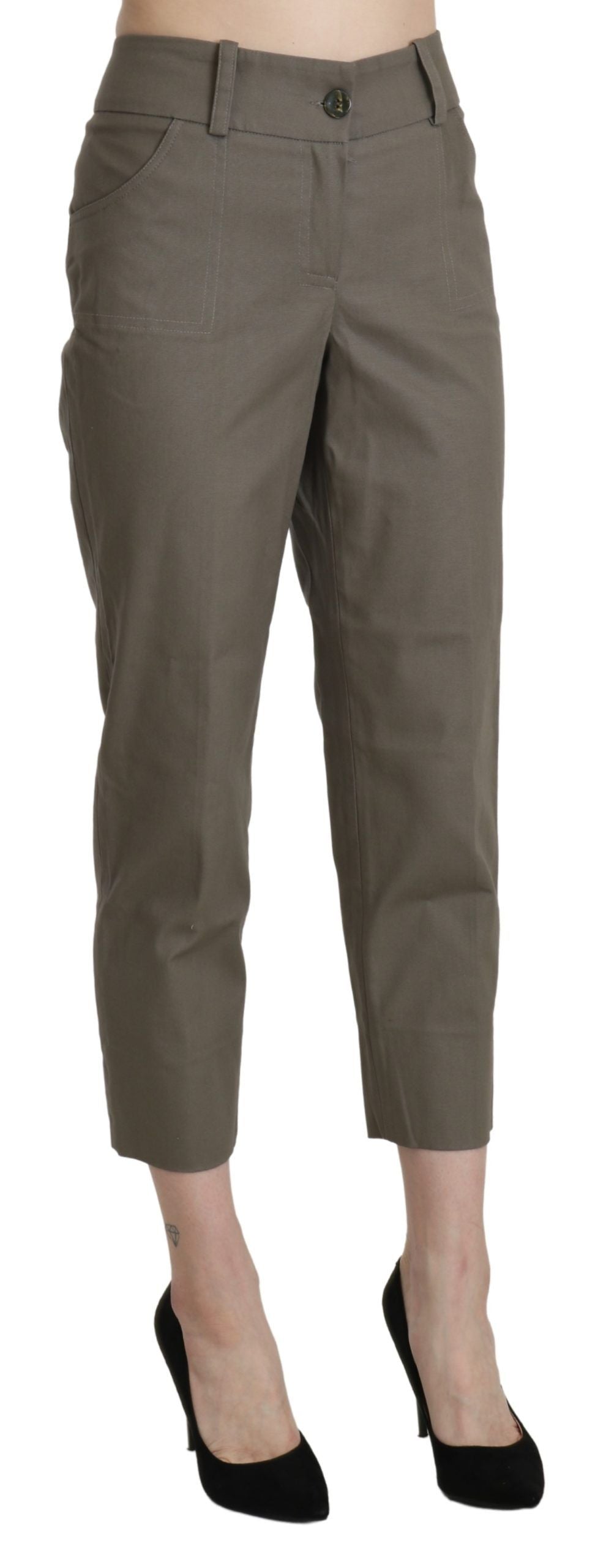 BENCIVENGA Gray High Waist Cropped Dress Trouser Pants $555.00 BENCIVENGA Luzworld