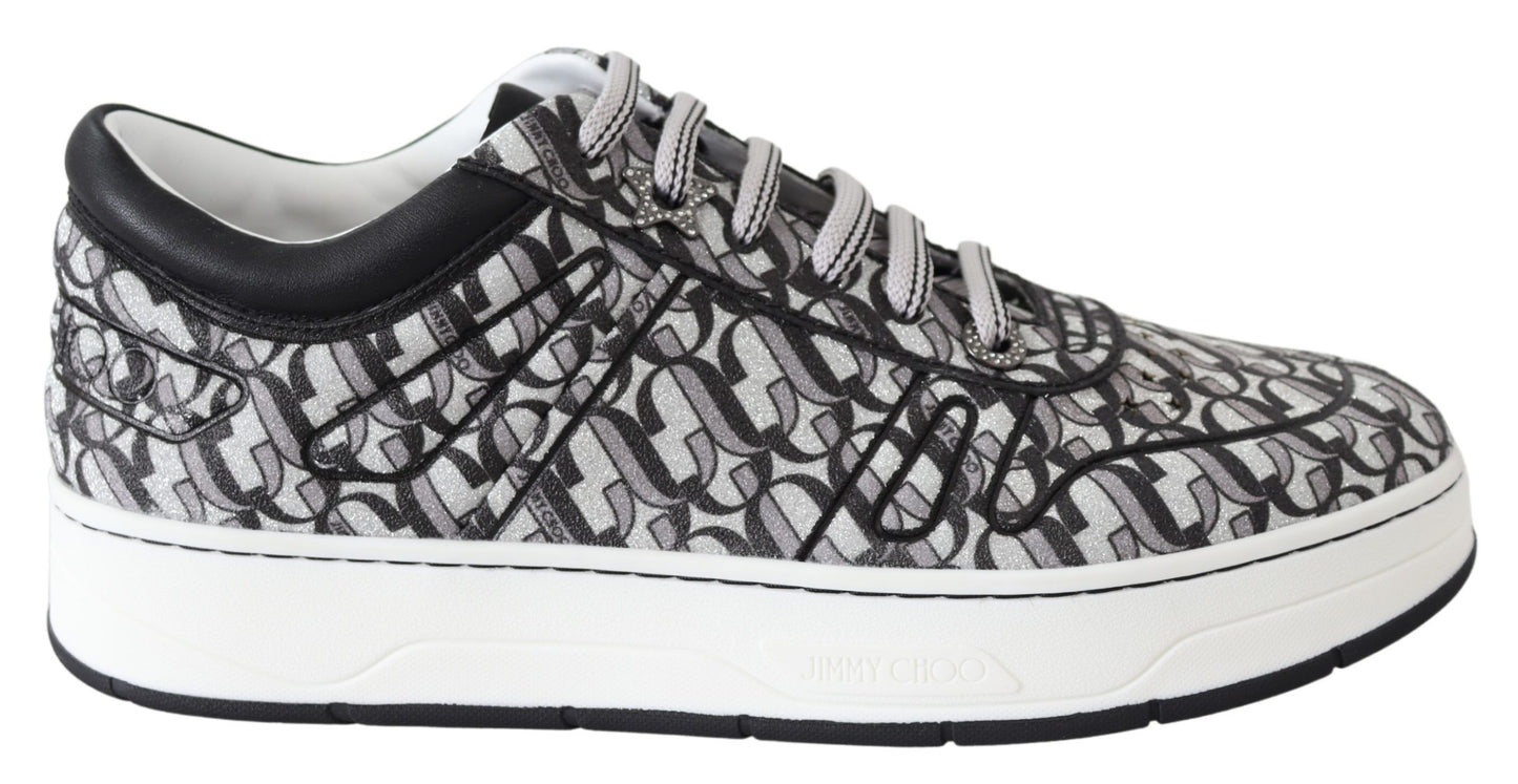 Jimmy Choo Glittering Slip-On Sneakers - Silver and Black $1087.00 Jimmy Choo Luzworld