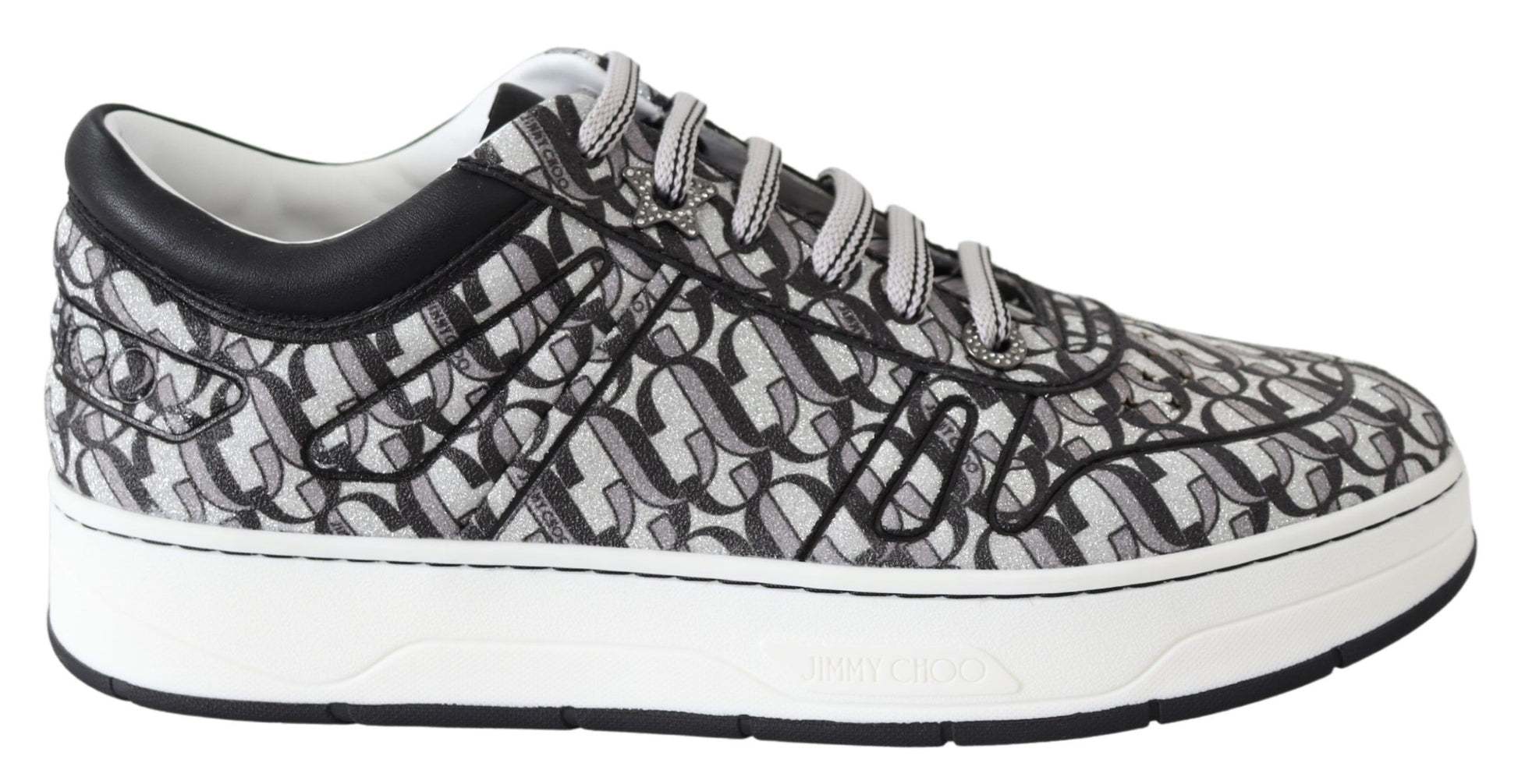 Jimmy Choo Glittering Slip-On Sneakers - Silver and Black $1087.00 Jimmy Choo Luzworld