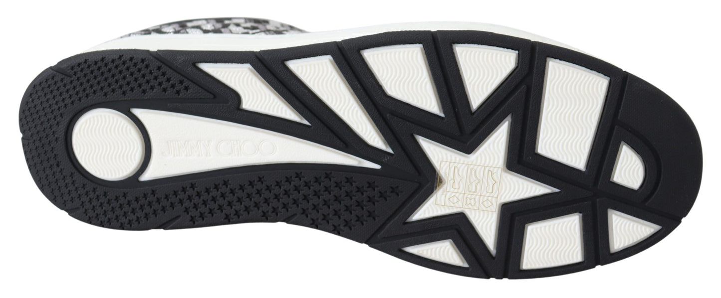 Jimmy Choo Glittering Slip-On Sneakers - Silver and Black $1087.00 Jimmy Choo Luzworld