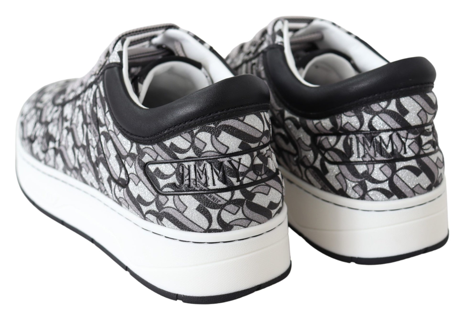 Jimmy Choo Glittering Slip-On Sneakers - Silver and Black $1087.00 Jimmy Choo Luzworld