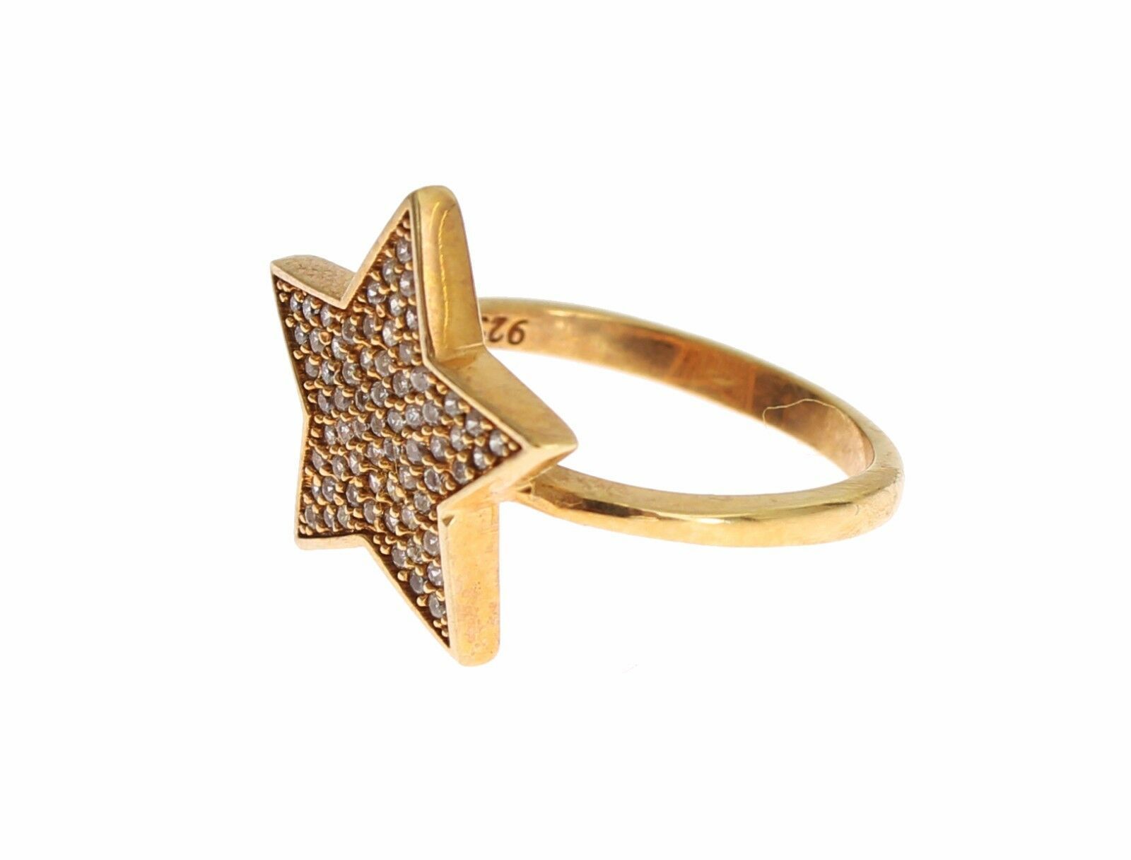 Nialaya Star Gold 925 Silver Womens Clear Ring $201.00 Nialaya Luzworld