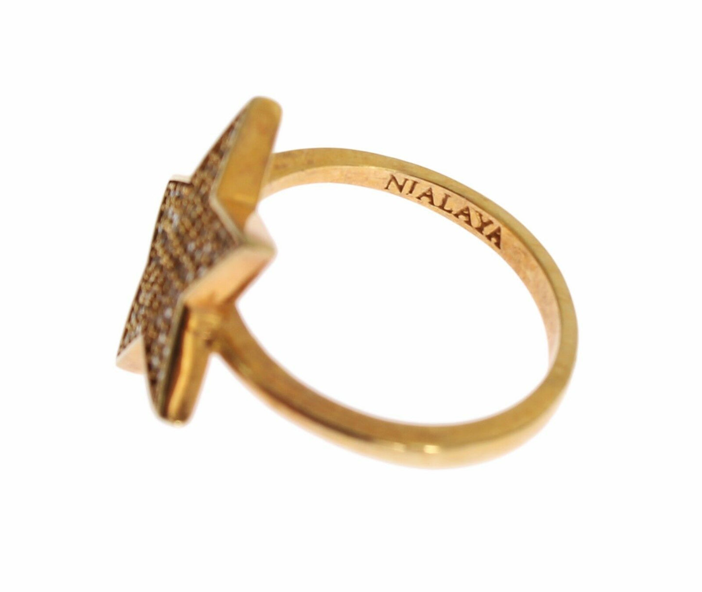Nialaya Star Gold 925 Silver Womens Clear Ring $201.00 Nialaya Luzworld