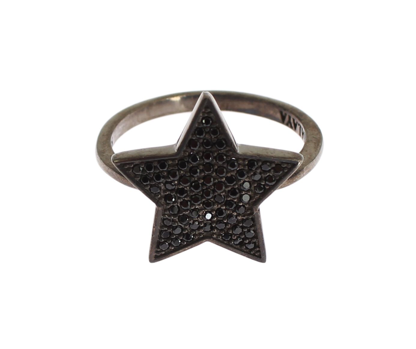 Nialaya Black CZ Star 925 Silver Womens Ring $205.00 Nialaya Luzworld