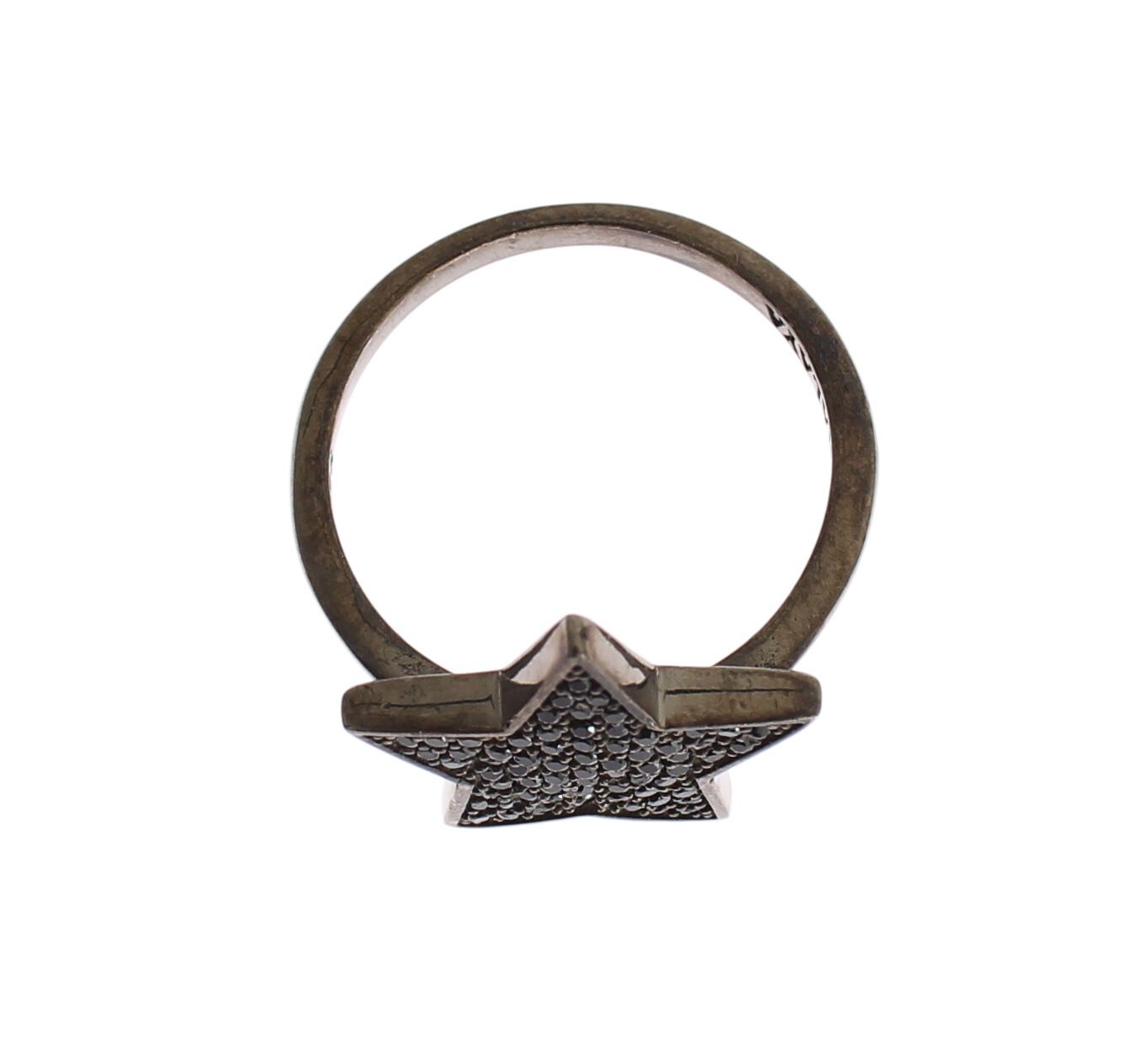 Nialaya Black CZ Star 925 Silver Womens Ring $205.00 Nialaya Luzworld