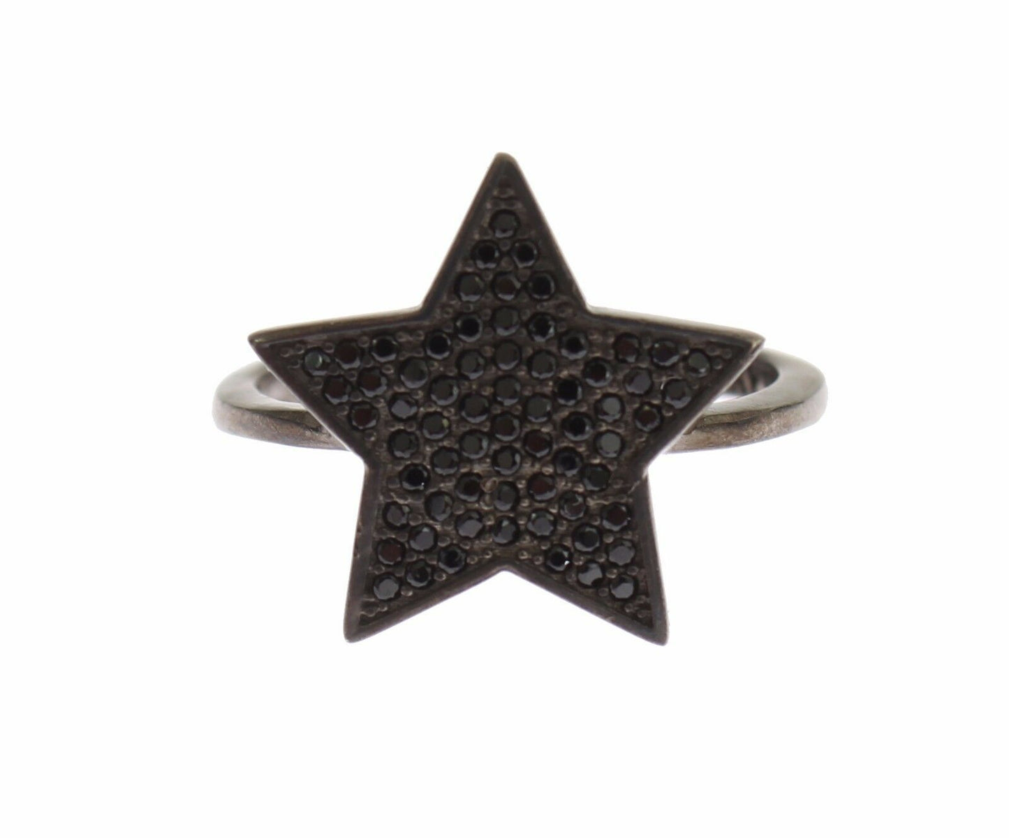 Nialaya Black CZ Star 925 Silver Womens Ring $205.00 Nialaya Luzworld