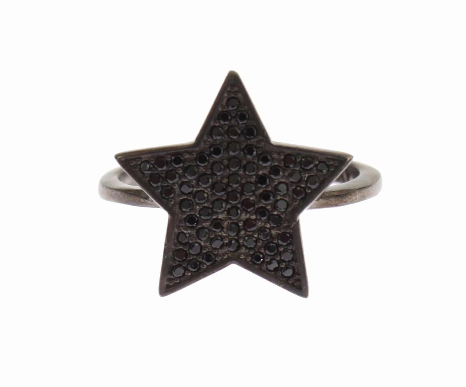 Nialaya Black CZ Star 925 Silver Womens Ring $205.00 Nialaya Luzworld