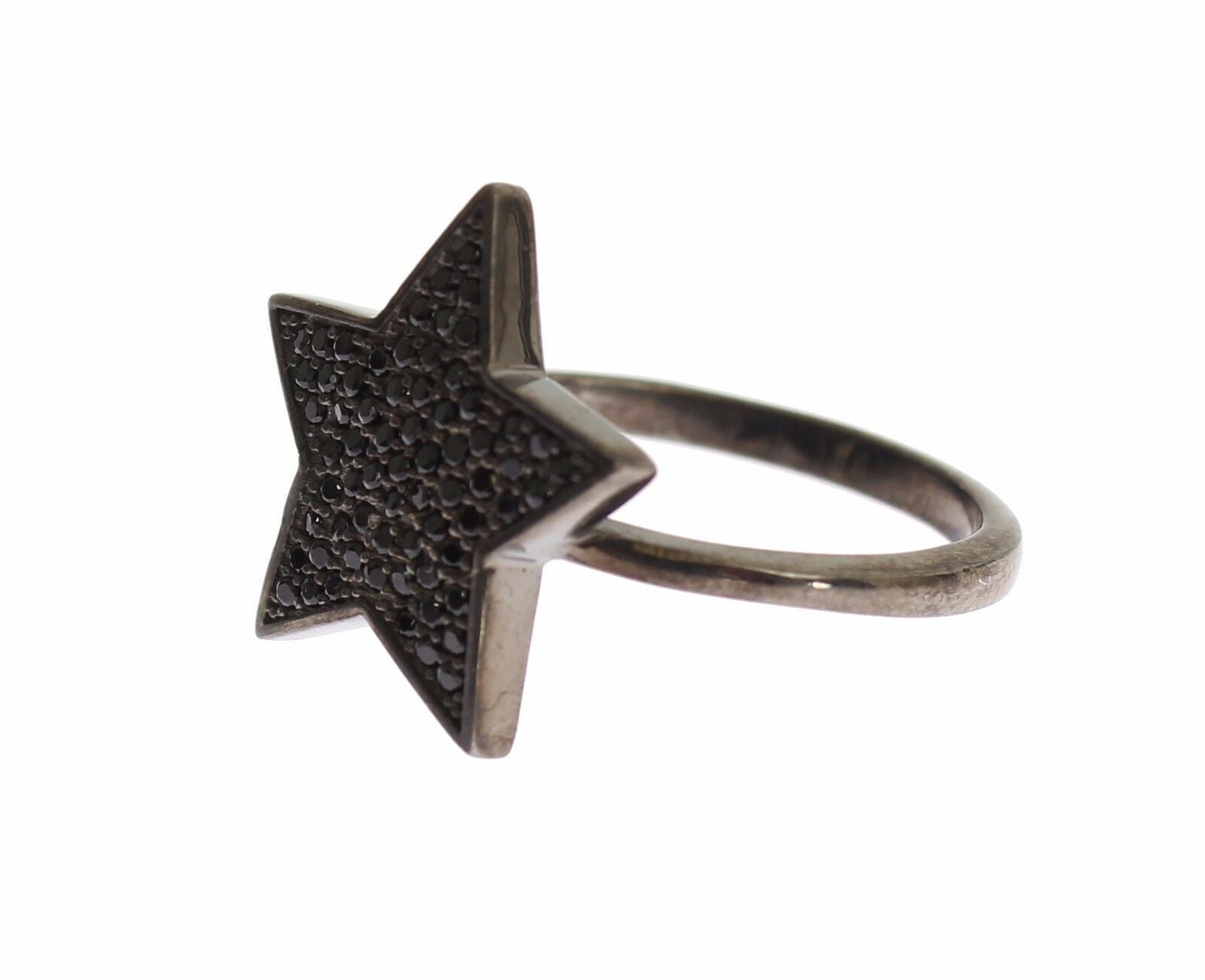 Nialaya Black CZ Star 925 Silver Womens Ring $205.00 Nialaya Luzworld
