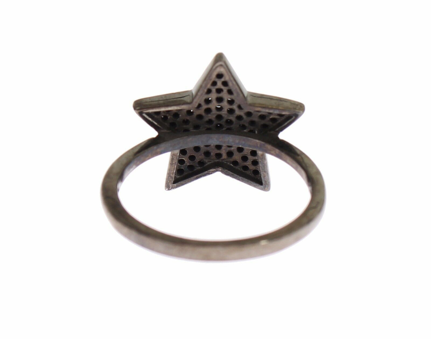 Nialaya Black CZ Star 925 Silver Womens Ring $205.00 Nialaya Luzworld