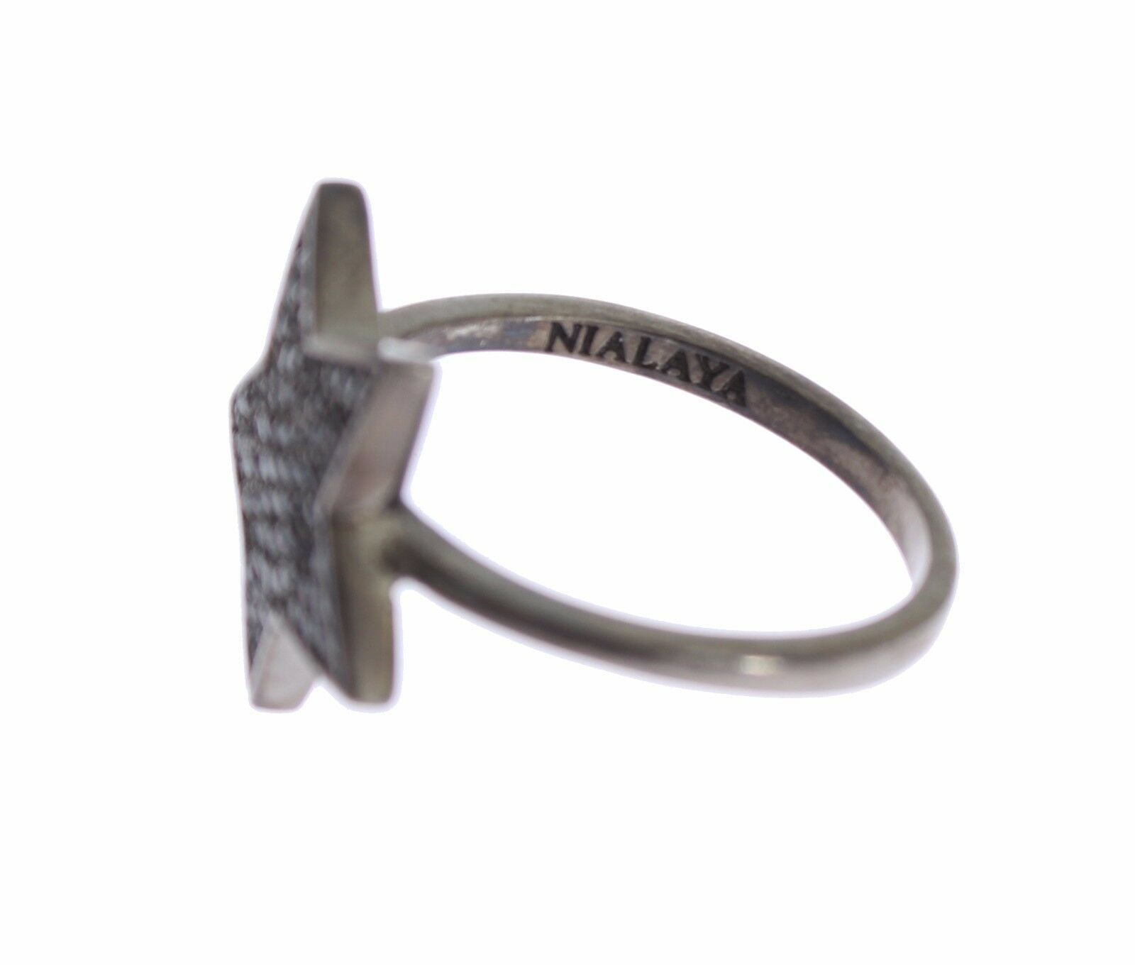 Nialaya Black CZ Star 925 Silver Womens Ring $205.00 Nialaya Luzworld