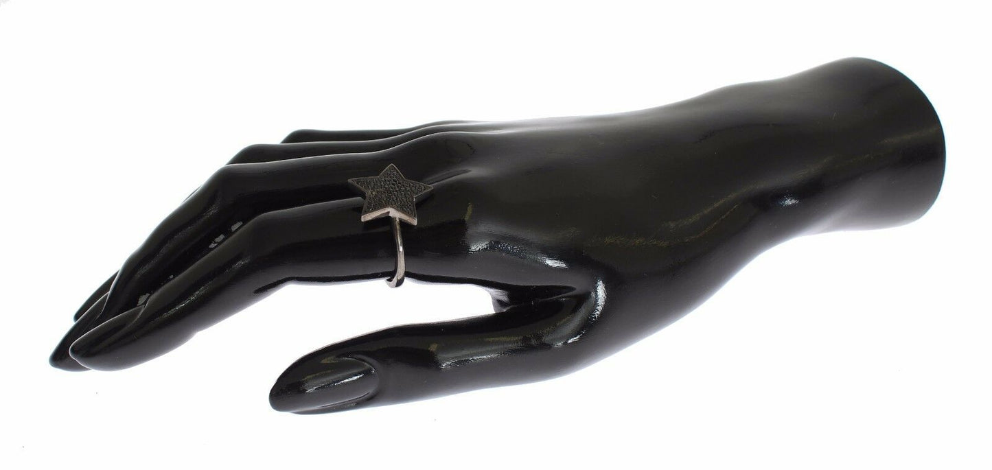 Nialaya Black CZ Star 925 Silver Womens Ring $205.00 Nialaya Luzworld