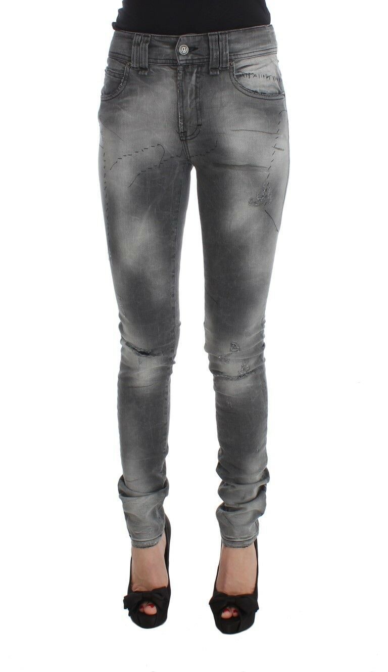 John Galliano Gray Wash Cotton Blend Slim Fit Denim Jeans Pants $760.00 John Galliano Luzworld