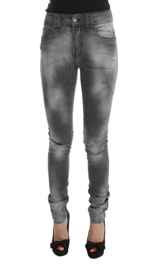 John Galliano Gray Wash Cotton Blend Slim Fit Denim Jeans Pants $760.00 John Galliano Luzworld