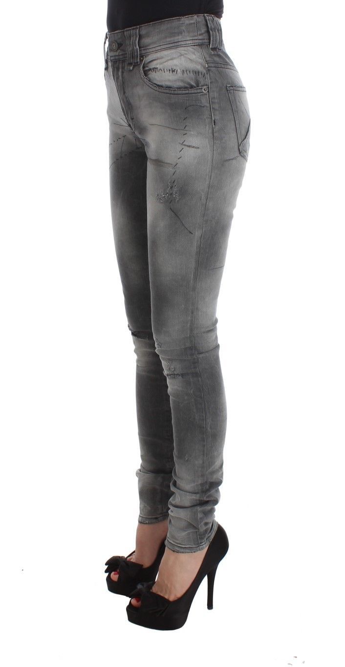 John Galliano Gray Wash Cotton Blend Slim Fit Denim Jeans Pants $760.00 John Galliano Luzworld