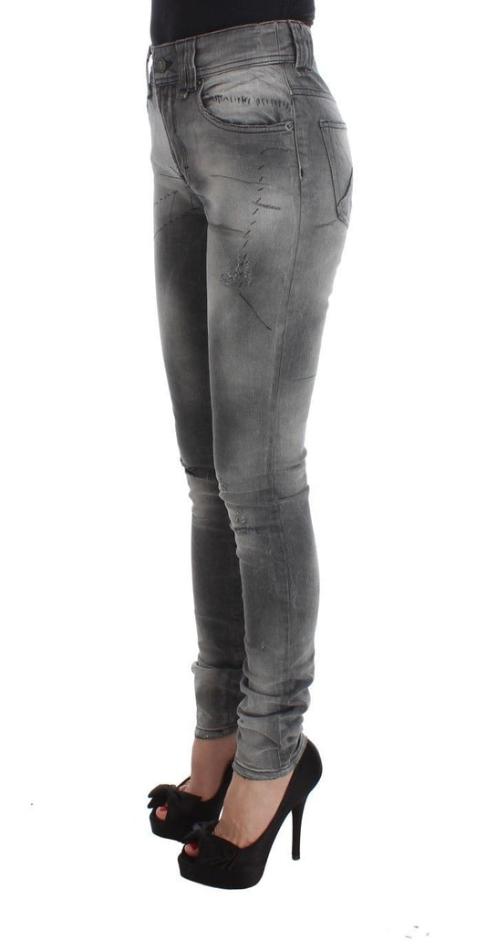 John Galliano Gray Wash Cotton Blend Slim Fit Denim Jeans Pants $760.00 John Galliano Luzworld