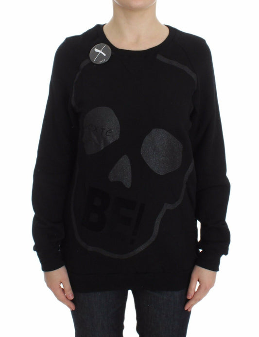 Exte Black Cotton Motive Print Crewneck Pullover Sweater $491.00 Exte Luzworld