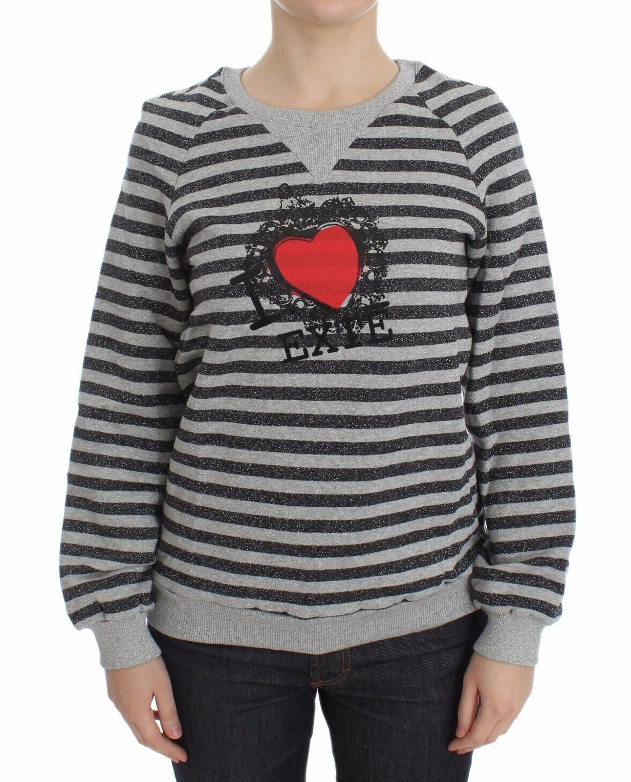 Exte Gray Striped Cotton Crewneck Sweater $491.00 Exte Luzworld