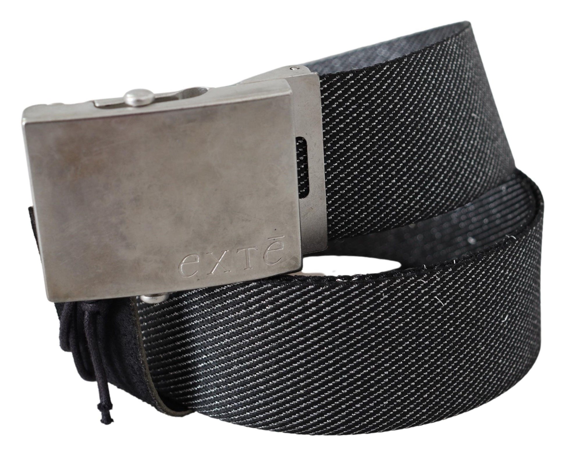 Exte Black Silver Metal Brushed Buckle Waist Belt $201.00 Exte Luzworld