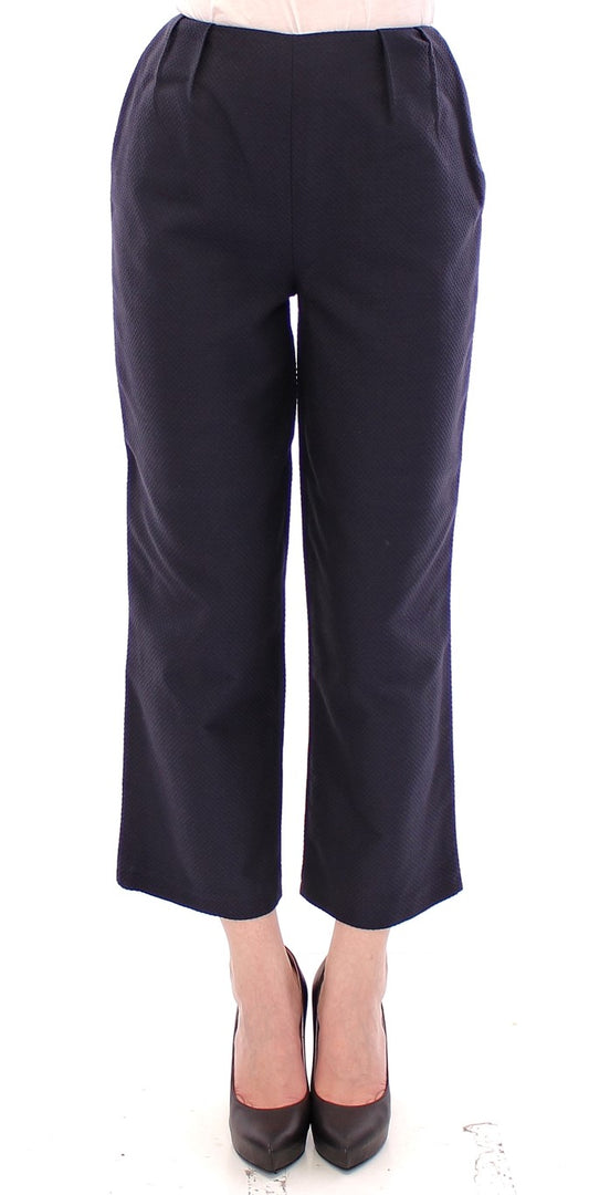 Andrea Incontri Blue Cropped Cotton Pants $800.00 Andrea Incontri Luzworld