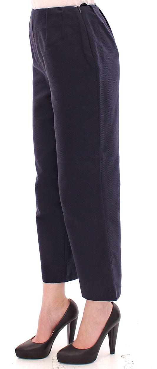 Andrea Incontri Blue Cropped Cotton Pants $800.00 Andrea Incontri Luzworld