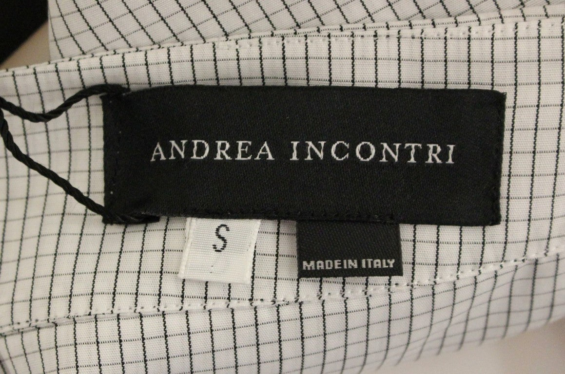 Andrea Incontri White Checkered Stretch Cotton Shorts $684.00 Andrea Incontri Luzworld