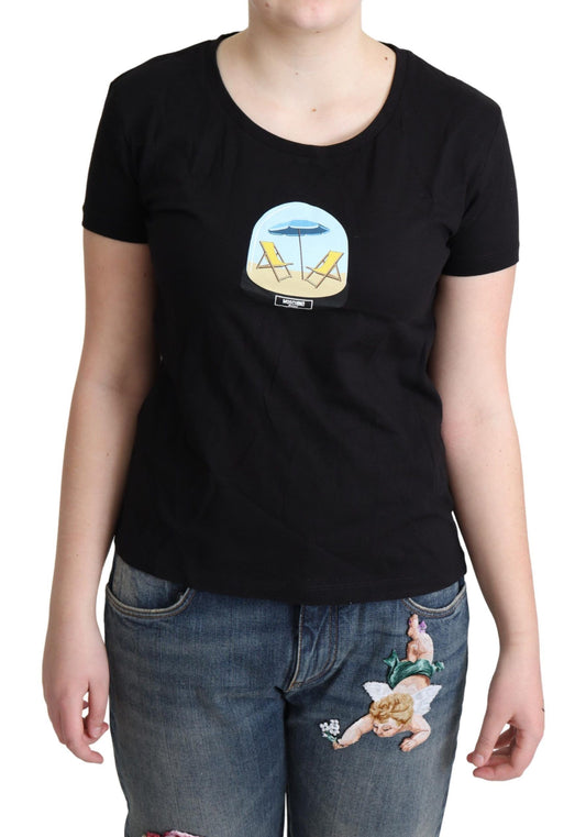 Moschino Black Printed Cotton Short Sleeves T-shirt $513.00 Moschino Luzworld